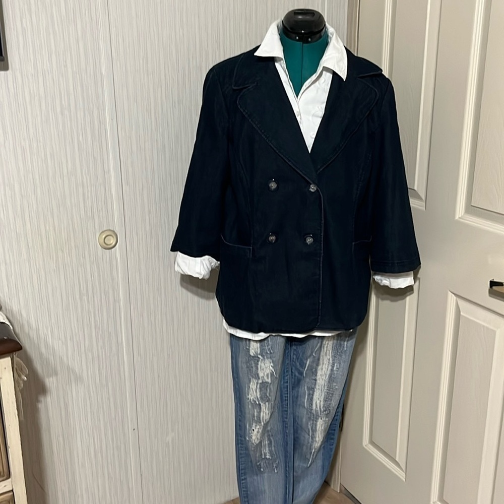Focus 2000 Womens Dark Denim Jacket 3/4 Bell Sleeves Fully Lined(220T)